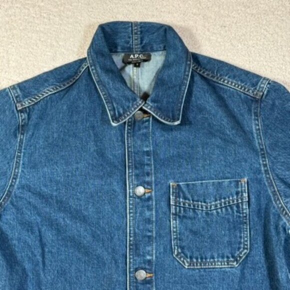 APC Mens Stefano Denim Jacket Chore Coat Heavyduty Field Small Lux Blue - Picture 5 of 13